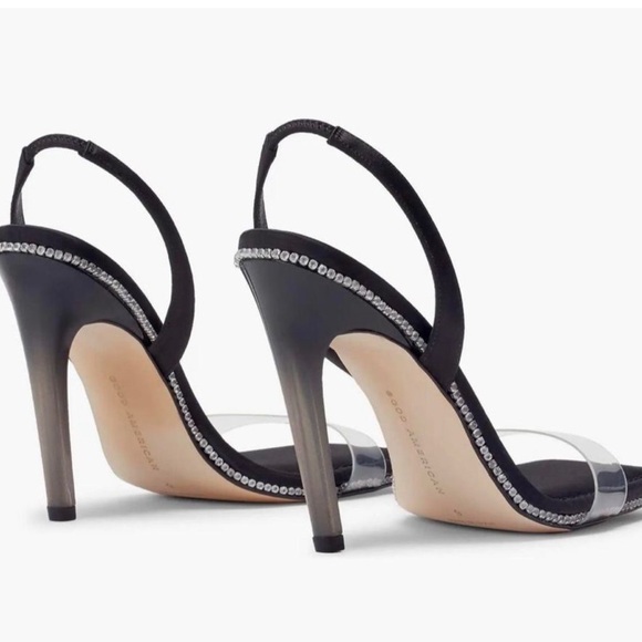 GOOD AMERICAN Ombré Heel Black Slingback PVC Heels By Khloe Kardashian NEW - Picture 2 of 3